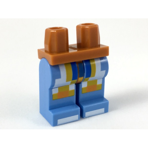 Деталь LEGO 970c42pb04 Hips and Medium Blue Legs with Blue, Bright Light Orange, Orange, and White Pixelated Armor Pattern
