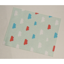 Duplo, Cloth Blanket 8 x 10 cm with Red and Blue Clouds on Light Aqua Background Pattern Duplo, Cloth Blanket 8 x 10 cm with Red and Blue Clouds on Light Aqua Background Pattern