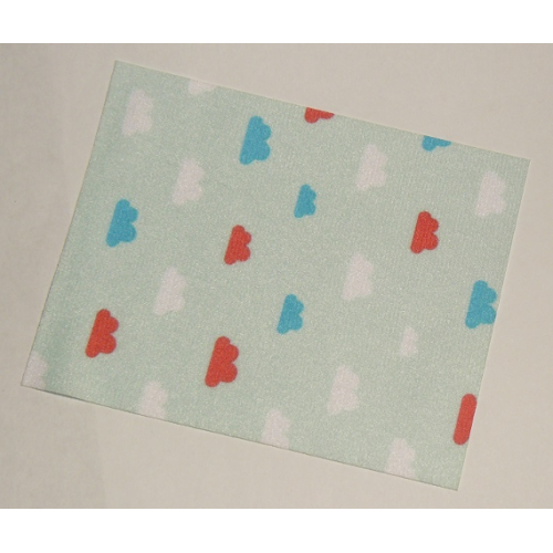 Деталь LEGO blankie03pb08 Duplo, Cloth Blanket 8 x 10 cm with Red and Blue Clouds on Light Aqua Background Pattern