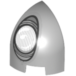 Slope, Curved 1 x 1 x 1 1/3 Corner Round with White and Silver Headlight Pattern Model Left Side Slope, Curved 1 x 1 x 1 1/3 Corner Round with White and Silver Headlight Pattern Model Left Side