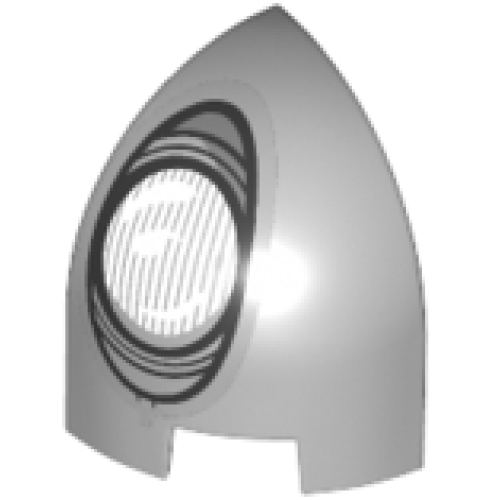 Деталь LEGO 1871pb001L Slope, Curved 1 x 1 x 1 1/3 Corner Round with White and Silver Headlight Pattern Model Left Side