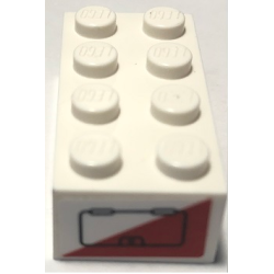 Brick 2 x 4 with Cargo Door on Red and White Triangles Pattern on Both Ends (Stickers) - Set 60183