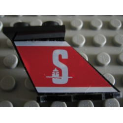 Tail 4 x 2 x 2 with White 'S' (Stena) on Red Background Pattern on Right Side (Sticker) - Set 1548