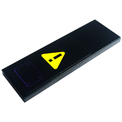 Tile 2 x 6 with Dark Purple Dots and Rectangle and Black Exclamation Mark on Yellow Warning Sign Triangle Pattern (Sticker) - Set 60339