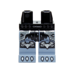 Hips and Sand Blue Legs with Silver Buckles, Bat Knee Covers and White Claws Pattern Hips and Sand Blue Legs with Silver Buckles, Bat Knee Covers and White Claws Pattern