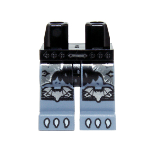 Деталь LEGO 970c55pb06 Hips and Sand Blue Legs with Silver Buckles, Bat Knee Covers and White Claws Pattern