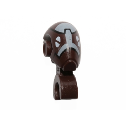 Деталь LEGO 98103pb02 Minifigure, Head, Modified Mechanical with White Eyes and White and Black Pattern (SW Commando Droid Captain)