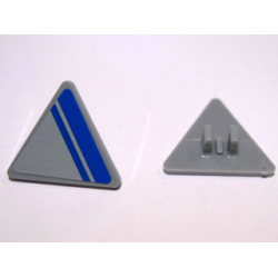 Road Sign 2 x 2 Triangle with Clip with Blue Stripe on Light Bluish Gray Background Pattern Model Right Side (Sticker) - Set 7868 Road Sign 2 x 2 Triangle with Clip with Blue Stripe on Light Bluish Gray Background Pattern Model Right Side (Sticker) - Set 7868