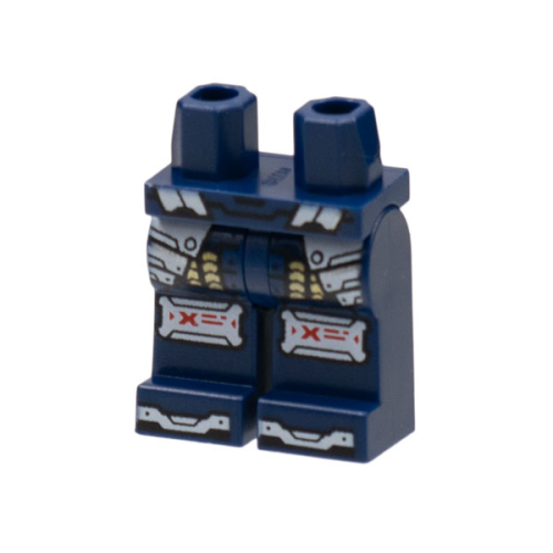 Деталь LEGO 970c00pb1403 Hips and Legs with White Hip Armor, Knee Pads, Toes, Red Letter X and Gold Trim Pattern