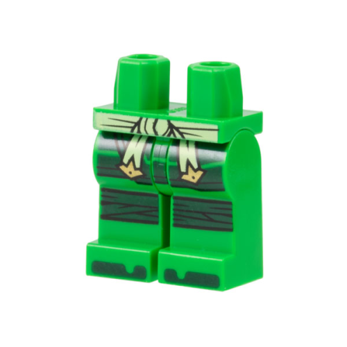 Деталь LEGO 970c00pb1495 Hips and Legs with Yellowish Green Sash with Gold Ends, Dark Green Skirt, Knee Wrappings, and Toes Pattern