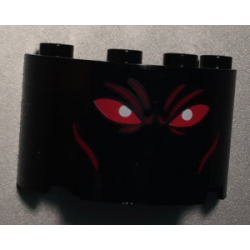 Cylinder Half 2 x 4 x 2 with 1 x 2 Cutout with Red Eyes (Ares Face) Pattern Cylinder Half 2 x 4 x 2 with 1 x 2 Cutout with Red Eyes (Ares Face) Pattern
