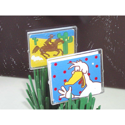 Glass for Window 1 x 4 x 3 with Cowboy on Horse and Waving Duck on Opposite Sides Pattern (Stickers) - Sets 5875 / 5876