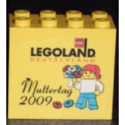 Деталь LEGO 30144pb056 Brick 2 x 4 x 3 with Legoland Deutschland Muttertag 2009 Pattern