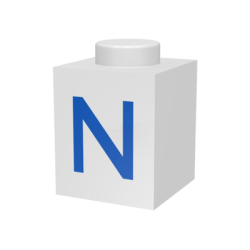 Brick 1 x 1 with Blue Capital Letter N Pattern Brick 1 x 1 with Blue Capital Letter N Pattern