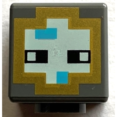 Деталь LEGO 19729pb052 Minifigure, Head, Modified Cube with Pixelated Gold, Light Aqua, and Medium Azure Helmet and Black Eyes Pattern (Minecraft Diver)