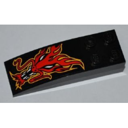 Slope, Curved 6 x 2 with Red Dragon Head Pattern (Sticker) - Set 8227