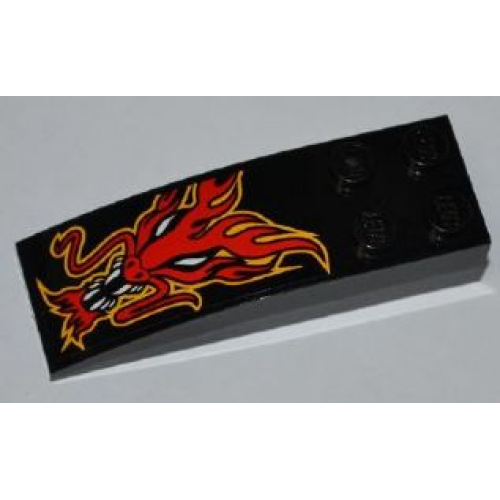 Деталь LEGO 44126pb029 Slope, Curved 6 x 2 with Red Dragon Head Pattern (Sticker) - Set 8227