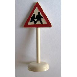 Road Sign with Post, Triangle with Pedestrian Crossing 2 People Pattern - Single Piece Unit