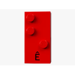 Brick, Braille 2 x 4 with 3 Studs with Black Capital Letter E with Circumflex (Ê) Pattern (dots-126 ⠣) (Portuguese)
