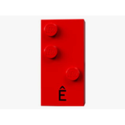 Деталь LEGO 60311pb03 Brick, Braille 2 x 4 with 3 Studs with Black Capital Letter E with Circumflex (Ê) Pattern (dots-126 ⠣) (Portuguese)