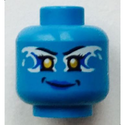 Minifigure, Head Alien Female Yellow Eyes and White and Blue Airjitzu Electricity Pattern