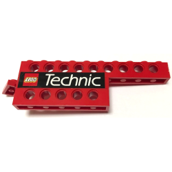 Stickered Assembly 12 x 1 x 2 2/3 with LEGO TECHNIC Logo Pattern Model Left Side (Sticker) - Set 8440 - 1 Plate 1 x 4, 1 Plate 1 x 6, 1 Hinge Plate 1 x 4 Swivel, 1 Technic, Brick 1 x 6 with Holes, 1 Technic, Brick 1 x 10 with Holes