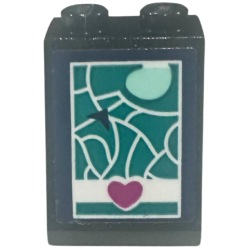 Slope 65 2 x 2 x 2 with Bottom Tube with Dark Turquoise GPS Map and Magenta Heart Pattern (Sticker) - Set 41681