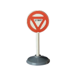 Road Sign with Post, Round with Triangle Stop Pattern, Type 1 Base