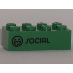 Brick 2 x 4 with Black 'SOCIAL' Pattern (Play Day 2018)
