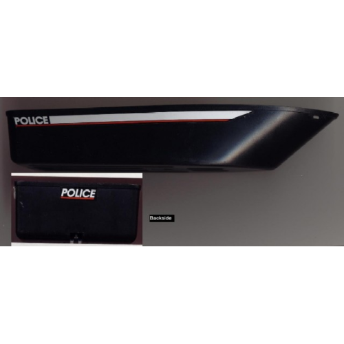 Деталь LEGO 2372c01pb01 Boat, Hull Unitary 25 x 10 x 4 1/3 Floating with White Deck with Police Pattern (Stickers) - Set 4012
