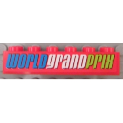 Brick 2 x 6 with 'WORLD GRAND PRIX' Pattern (Sticker) - Set 8484