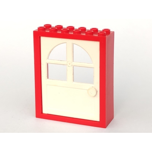 Деталь LEGO 6235c01 Door, Frame 2 x 6 x 6 FreeStyle with White Door (6235 / 600) - Red