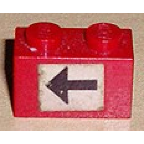 Деталь LEGO 3004pb055 Brick 1 x 2 with Black Arrow Left on White Background Pattern (Sticker) - Set 379-1