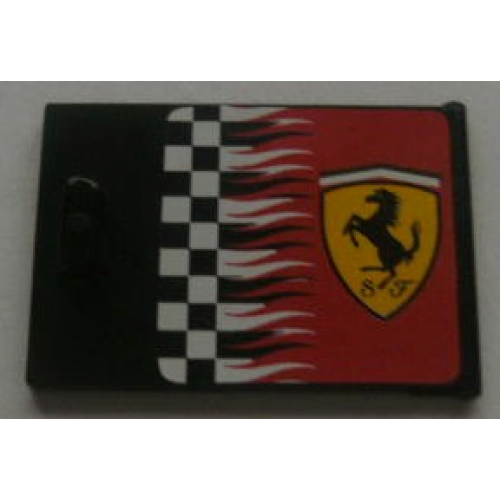 Деталь LEGO 4533pb009R Container, Cupboard 2 x 3 x 2 Door with Checkered Flag and Ferrari Logo Pattern Right (Sticker) - Sets 8185 / 8654 / 8672