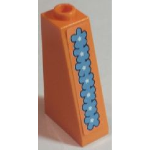 Деталь LEGO 4460pb016 Slope 75 2 x 1 x 3 with Medium Blue Flower Garland Pattern (Sticker) - Set 3818