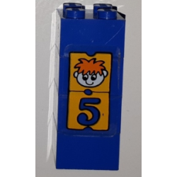 Stickered Assembly 2 x 2 x 4 with Boy and Number 5 Pattern (Sticker) - Set 3681 - 4 Brick 2 x 2