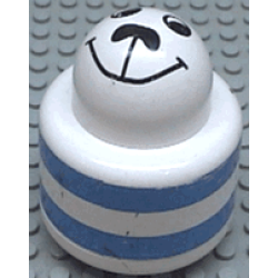 Primo Brick, Round Rattle 1 x 1 with Blue Stripes and Animal Face Pattern