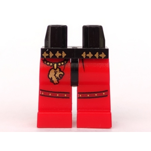 Деталь LEGO 970c05pb04 Hips and Red Legs with Gold Belt and Lion Head Charm Pattern