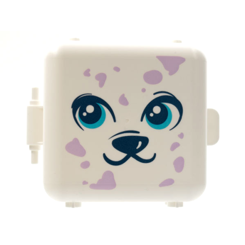 Деталь LEGO 64462pb04 Container, Box 3 x 8 x 6 2/3 Half Front with Dalmatian Dog Face, Medium Azure Eyes, and Lavender Spots Pattern