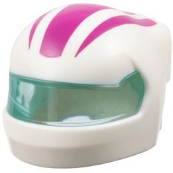 Minifigure, Headgear Helmet Formula 1 with Molded Trans-Light Blue Visor and Printed Magenta Stripes Pattern Minifigure, Headgear Helmet Formula 1 with Molded Trans-Light Blue Visor and Printed Magenta Stripes Pattern
