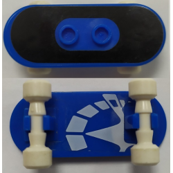 Minifigure, Utensil Skateboard with Mag Wheel Holders and White Mag Wheels with Black Surface and White Skate Pattern (Stickers) - Set 3537