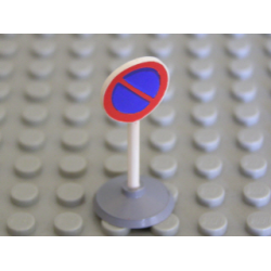 Road Sign with Post, Round with No Parking Blue Pattern, Type 1 Base Road Sign with Post, Round with No Parking Blue Pattern, Type 1 Base