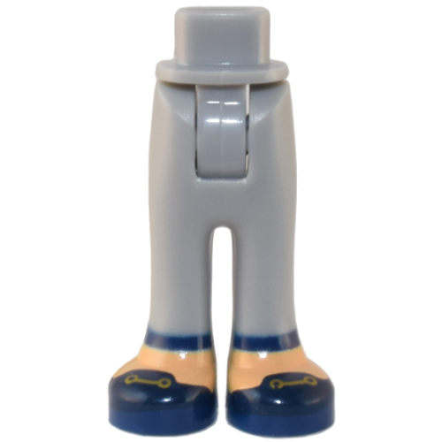 Деталь LEGO 92253c00pb60 Mini Doll Hips and Trousers with Back Pockets with Dark Blue Cuffs and Shoes with Gold Buckles Pattern - Thick Hinge