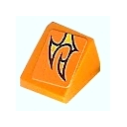 Slope 30 1 x 1 x 2/3 with Orange Flame Pattern Model Left (Sticker) - Set 8135
