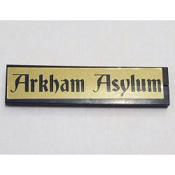 Stickered Assembly 8 x 2 with Black 'Arkham Asylum' on Gold Background Pattern (Sticker) - Set 7785 - 2 Tile 1 x 8 Stickered Assembly 8 x 2 with Black 'Arkham Asylum' on Gold Background Pattern (Sticker) - Set 7785 - 2 Tile 1 x 8