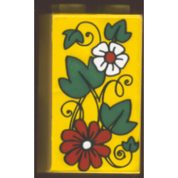 Brick 2 x 2 x 3 with Flowers and Leaves Pattern (Sticker) - Set 4165