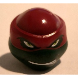 Minifigure, Head, Modified Ninja Turtle Type 2 with Dark Red Mask, Headcovering and Teeth Pattern (Raphael)