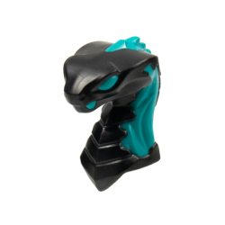 Minifigure, Head, Modified Snake, Cobra with Closed Mouth with Molded Dark Turquoise Eyes, Fangs, and Flames on Closed Hood Pattern