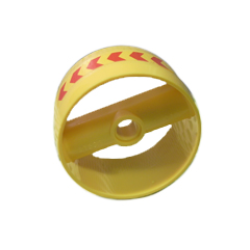 Cylinder 4 x 4 x 1 2/3 with Pin Holes and Center Bar with Red Chevrons Left Pattern (Sticker) - Set 7776 Cylinder 4 x 4 x 1 2/3 with Pin Holes and Center Bar with Red Chevrons Left Pattern (Sticker) - Set 7776