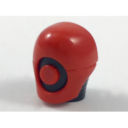 Minifigure, Head, Modified Helmet with Neck Ridges and Red Mask with Red Circle Pattern